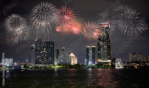 Colorful of fireworks for 4th July national holiday festival,independence day concept

