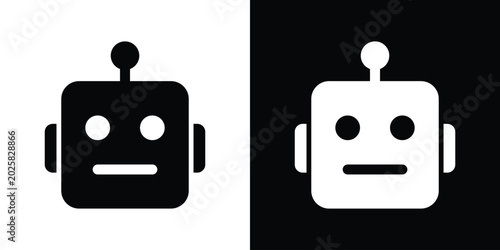 Tableau sur toile Minimalist square robot avatar head icon, representing artificial intelligence, automation engineering, android character design, or cyborg technology