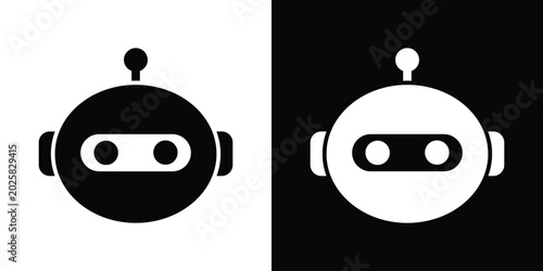 Minimalist square robot avatar head icon, representing artificial intelligence, automation engineering, android character design, or cyborg technology.