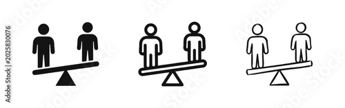 Foto Seesaw Balance Equality Icon Set for Fairness Equity and Justice Concepts
