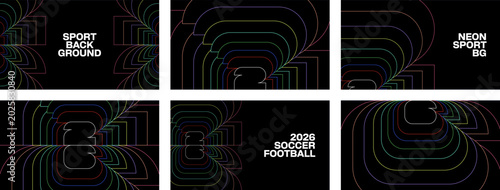 Fotografía Soccer World Championship 2026 Event Backgrounds set Featuring Geometric Neon cu