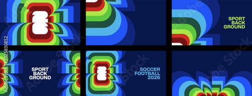 Vibrant Abstract Soccer Backgrounds Illustrating the World Championship 2026 with Dynamic Geometric cup Shapes