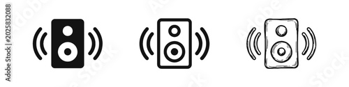 Foto Audio Speaker Icon Set with Sound Waves for Music and Volume