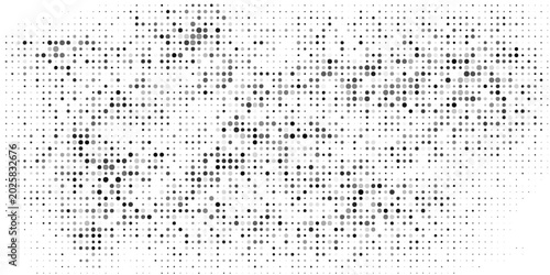 Distressed halftone gradient background. Grunge gritty noise texture. Retro pixelated backdrop. Dirty sand and grit wallpaper. Vector aged speckled surface. Anime or manga style comic textured overlay