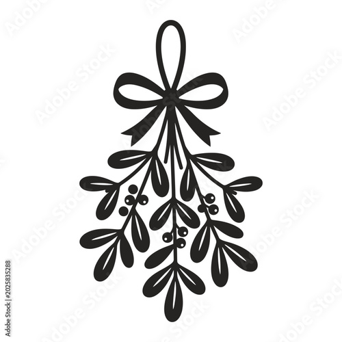 Obraz na płótnie Holiday mistletoe bow ornament outline