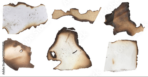 Photos Burnt paper edge set: A close-up shot of a burnt paper edge