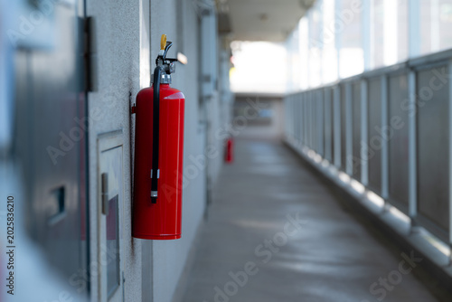 Fire Extinguisher Installed in Apartment Unit for Emergency Safety Use