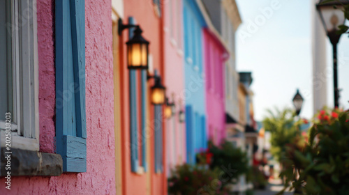 Colorful mediterranean street with vibrant houses