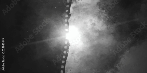 Fotografia Grunge Film Projector With Smoke and Fog Background