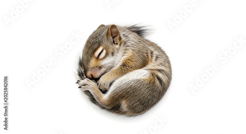 Adorable Sleeping Cat Curling Up in Cozy Position.