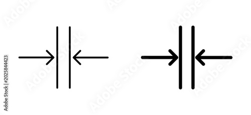 Foto Line thickness and width measurement icons with arrows