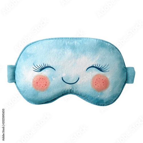 Cute sleep mask with smiling face on transparent background for bedtime fun on Transparent Background