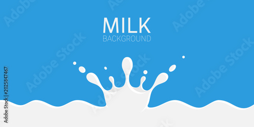Minimal milk splashes with droplets background vector illustration, flat design