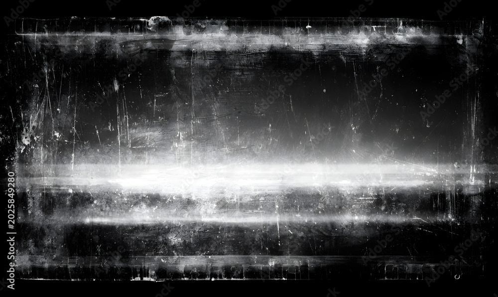 Fototapeta premium The texture of an old film is filled with scratches, noise, and light leaks. A realistic overlay of transparent film textures in black-white, dust, and grain creates a negative effect of cinema nostal