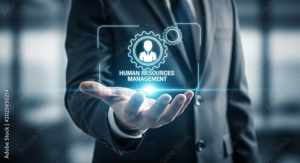 Fototapeta premium Human Resources Management Icon Displayed on Hand