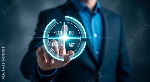 Businessman Interacting with Pdca Cycle Visualization