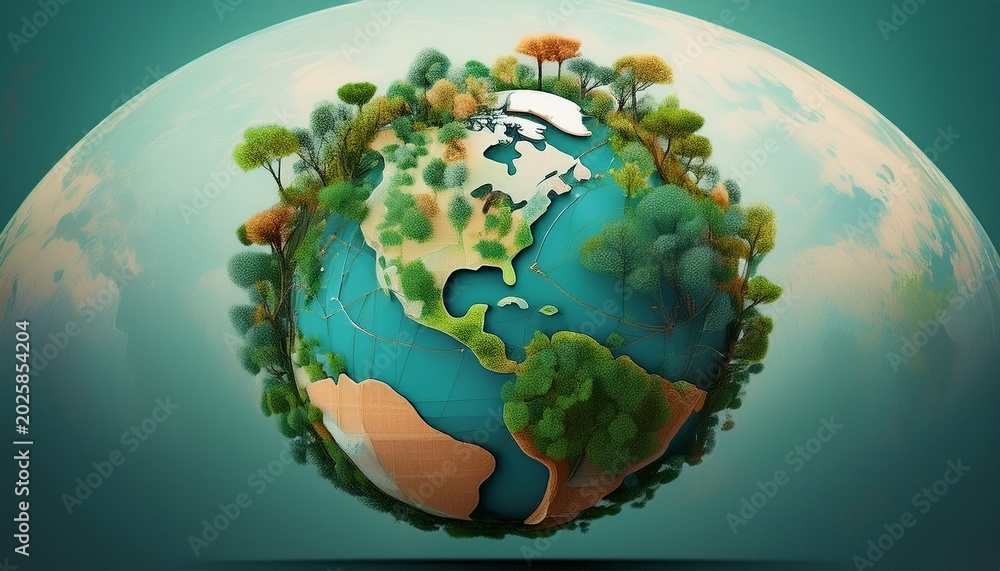 Naklejka premium earth globe with trees