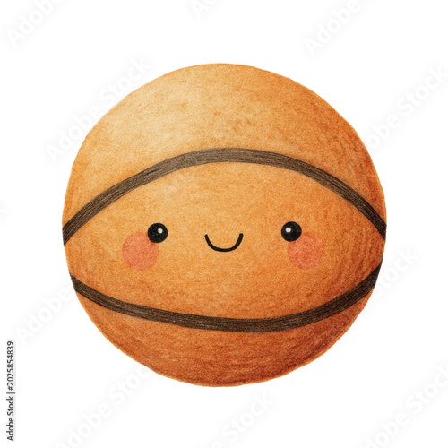 Cute cartoon basketball with a smile on a transparent background on Transparent Background