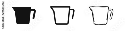Obraz na płótnie Kitchen Measurement Icon Set - Measuring Cup in Solid, Outline, and Hand-Drawn S