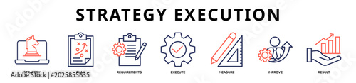 Tableau sur toile linecolor - Strategy Execution web banner icon vector illustration concept