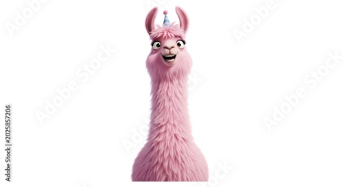 Funny Pink Llama Character with Expressive Face.
