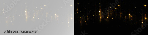 Φωτογραφία Festive golden glowing dust with vertical luminous streaks creating abstract ele