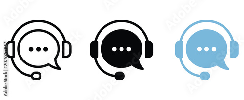 Foto Customer support icon, customer service icon set, call center hotline operator a