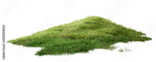 Fotografía green grass on white background/High resolution realistic green grass hill isolated on light background with natural texture and sharp details