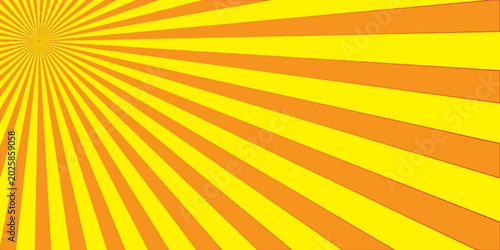 Foto Yellow sunbeams or sun rays background with dots pop art design