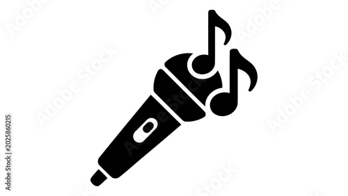 Photos Microphone with musical notes icon representing entertainment