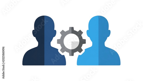 Technical Support and User Collaboration Icon with Gear SVG Transparent Background Vector Illustration
