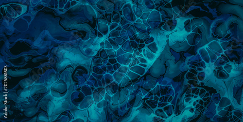 Tableau sur toile Dark Aquatic Ebru Flows on Abstract Acrylic Canvas