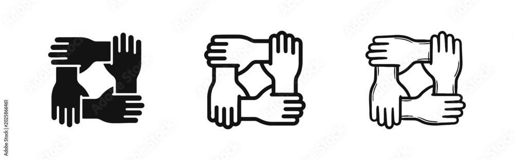 Obraz premium Teamwork and Collaboration Icon Set of Joined Hands