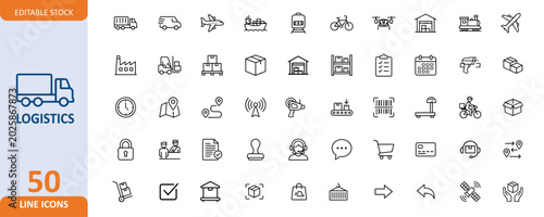 Bild auf Leinwand Logistics and delivery icon set