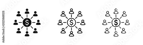 Fotografija Crowdfunding Investment Network Icon Set - Financial Sharing Concept