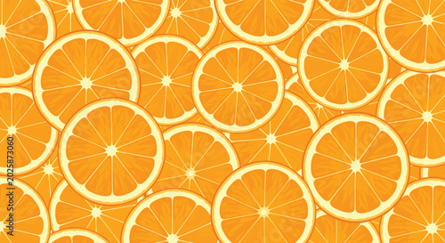 Photos Vibrant and refreshing seamless pattern is completely covered with overlapping slices of juicy bright orange citrus fruit