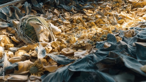 Close-Up of Sunflower Seeds and Petals on a Textured Surface