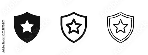 Cuadro en lienzo Security and protection shield icon set with a star in different art styles