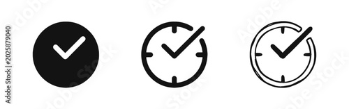 Fotografía Time management clock with checkmark task icon set