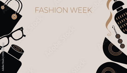 Foto Fashion week vector illustration with cosmetics, eyewear, and stylish accessorie