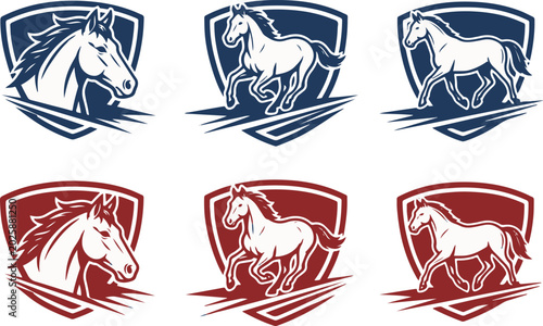 Bild auf Leinwand Horse Mascot Emblem Vector Logo Template Collection