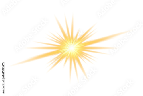 Foto Golden starburst explosion effect isolated on white background