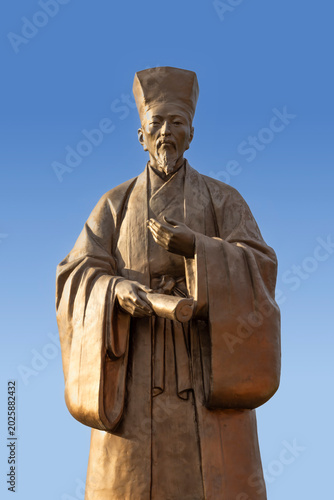 Tableau sur toile A sculpture of Wang Yangming, a Chinese thinker and military strategist of the M