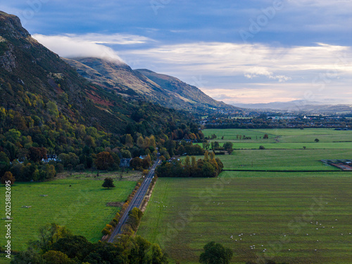 Beautiful Aerial View of Scottish Highlands Mountains and Lochs, Scotland
