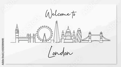 London Skyline Line Art Illustration - Welcome Concept