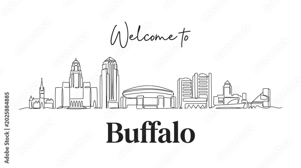 Obraz premium Buffalo Cityscape Line Art: Welcome to the Urban Skyline