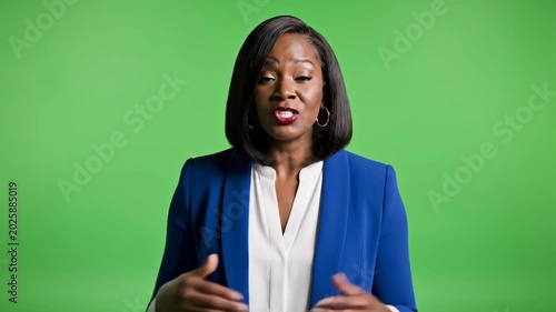Woman Speaking and Gesturing in a Video Collage