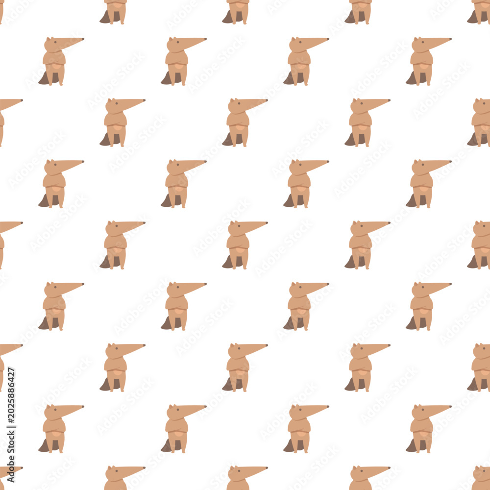 Fototapeta premium Cute cartoon anteaters creating an adorable seamless animal pattern