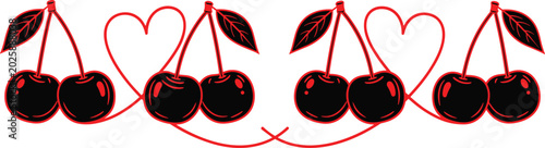 Photos Vintage cherry heart stencil vector set