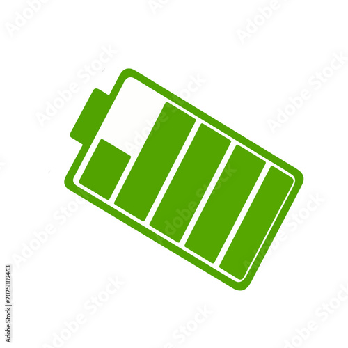 Minimal green battery icon with low charge level, perfect for energy apps, mobile UI, power notifications, technology concepts, and modern digital interfaces